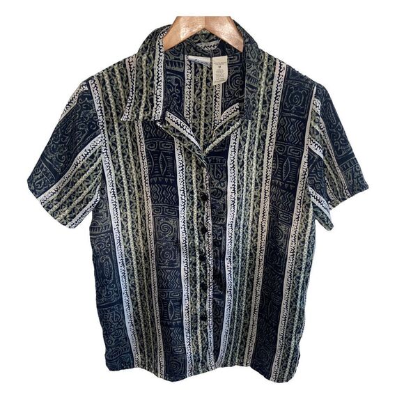 Vintage - Anna - printed button down short sleeve top - Picture 1 of 7